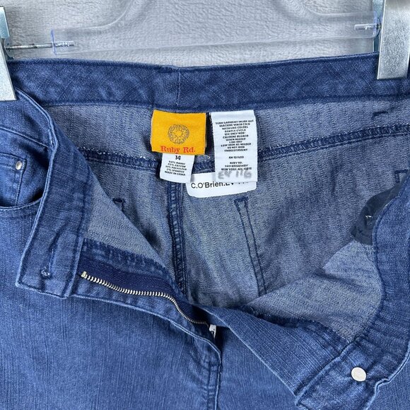 Ruby Rd. Cropped Jeans Womens Size 14 Studded Ankle Slit Medium Wash Blue - Picture 5 of 12